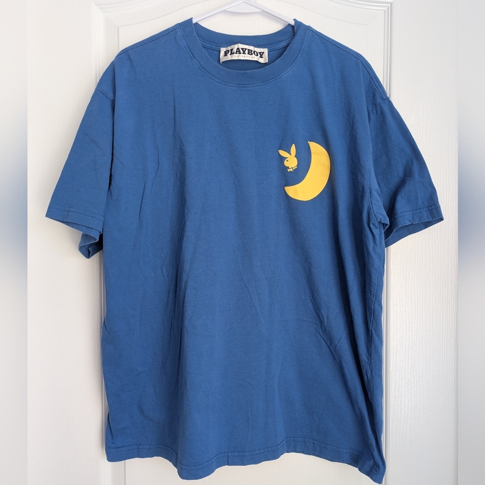 Playboy By Pacsun Mens T Shirt Size Large Blue The Caviar Escape Bunny Yellow